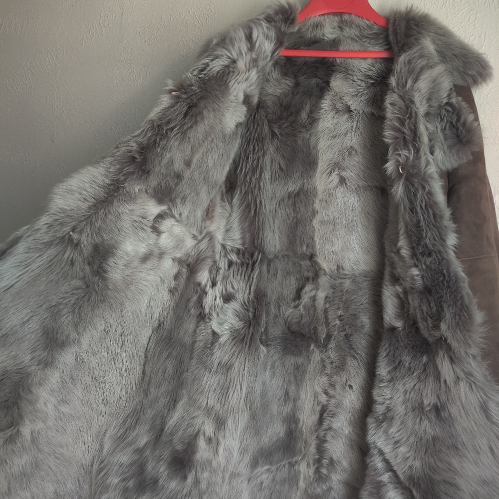 Toscana Sheepskin Shearling Coat Brown Suede Leather - Picture 5 of 9